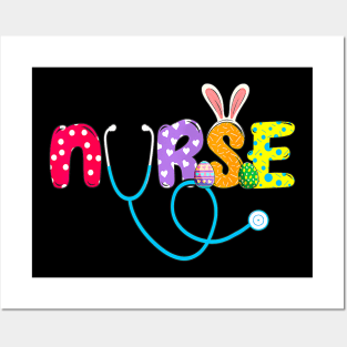 Stethoscope  Nurse Life Easter Day Cute Bunny With Eggs Posters and Art